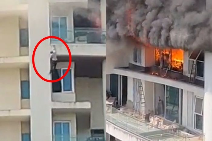 孟买公寓19楼大火 男子攀墙逃生坠楼亡