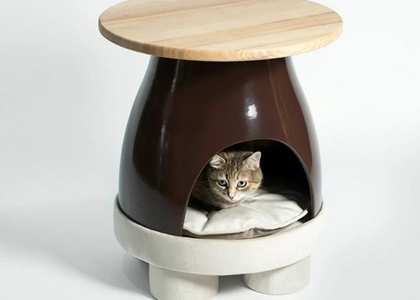 拼盘／咖啡桌下藏猫窝　方便观察猫咪安全