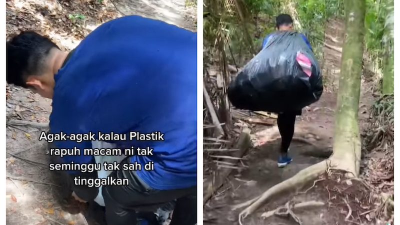 视频 | 取消登山清理山区 男子捡了10公斤垃圾