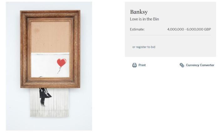 那幅“自毁”的班克西画作身价暴涨，拍出1600万英镑！