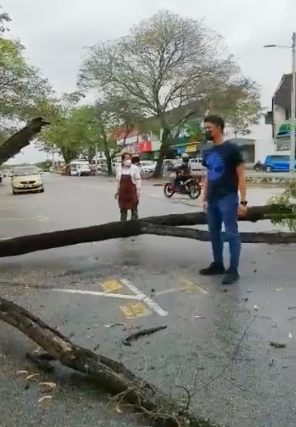 霹：已签／怡保中午豪雨  卫星市 翠林城发生倒树