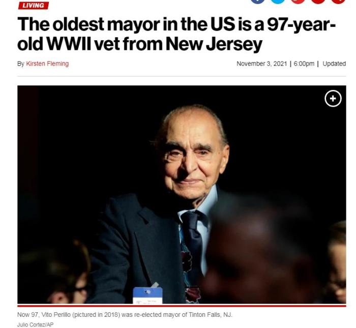 美国97岁最年长市长赢得连任 将在任内迎百岁生日