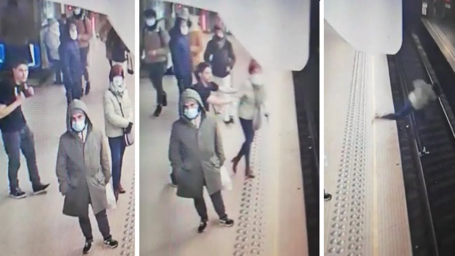 女子突被推落铁轨 地铁司机神反应救一命