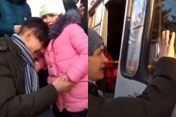 乌克兰父泪送妻女至安全处　手贴车窗告别43秒鼻酸影片曝光