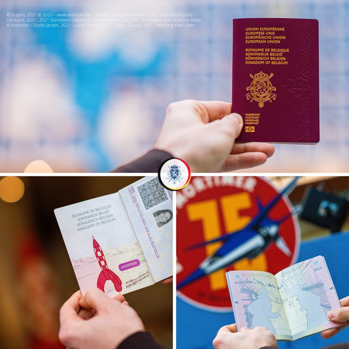   吸晴！比利时新护照引入蓝精灵丁丁等漫画人物 