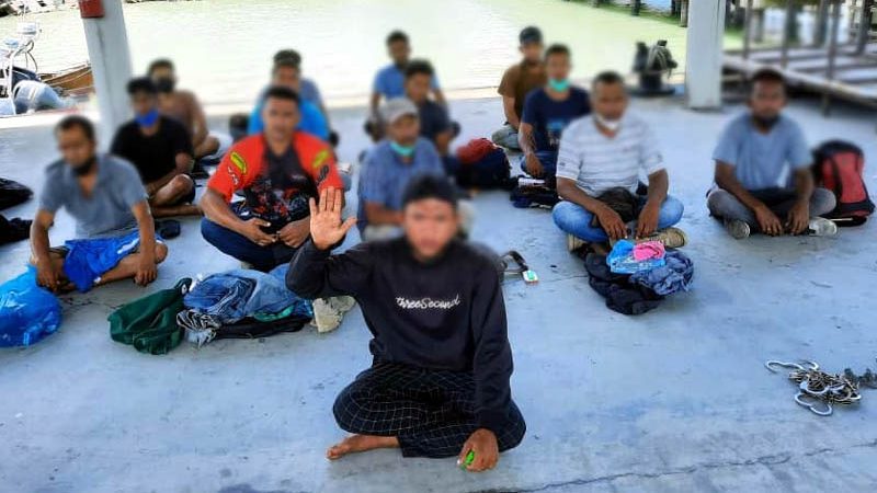 图从水路进入槟城 14非法入境者被扣查