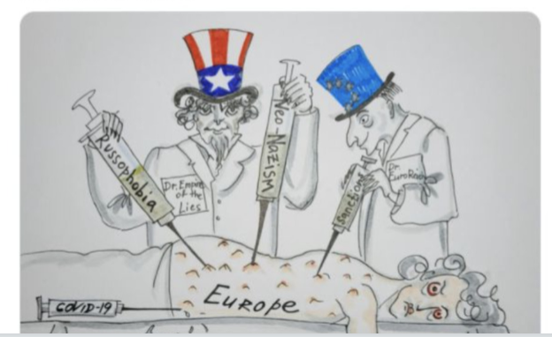 看世界）俄驻巴黎使馆粗鄙漫画讽欧美 法国外交部抗议