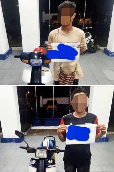 东：马樟警方展开“公路流氓”行动，并扣留了2名鲁莽骑摩托车的少年，发现其中1人有吃马丸。