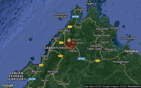 沙巴昆达山今早发生轻微地震