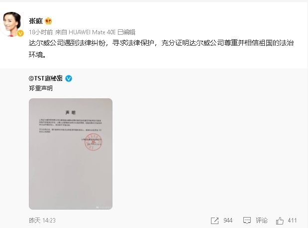  张庭反告中国官方讨13亿资产　中国网民不满骂翻
