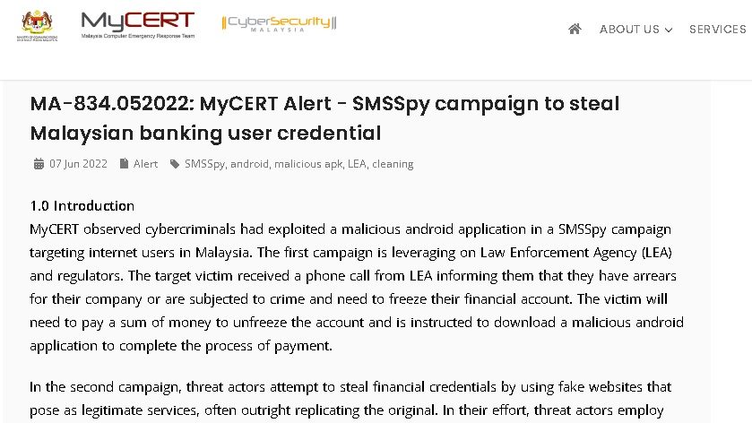MyCERT：网络罪犯假冒执法机构     诱骗下载恶意软件付款