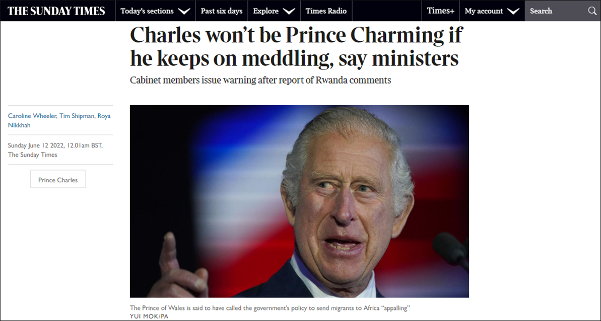 英国大臣警告查尔斯：你是一个装饰品，别干涉政治