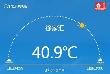 上海气温40.9度！ 追平1873年以来最高纪录