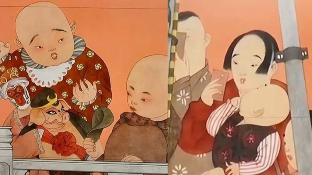 北京地铁里有毒壁画？网民称像日本浮世绘：眉眼发髻都不像中国人
