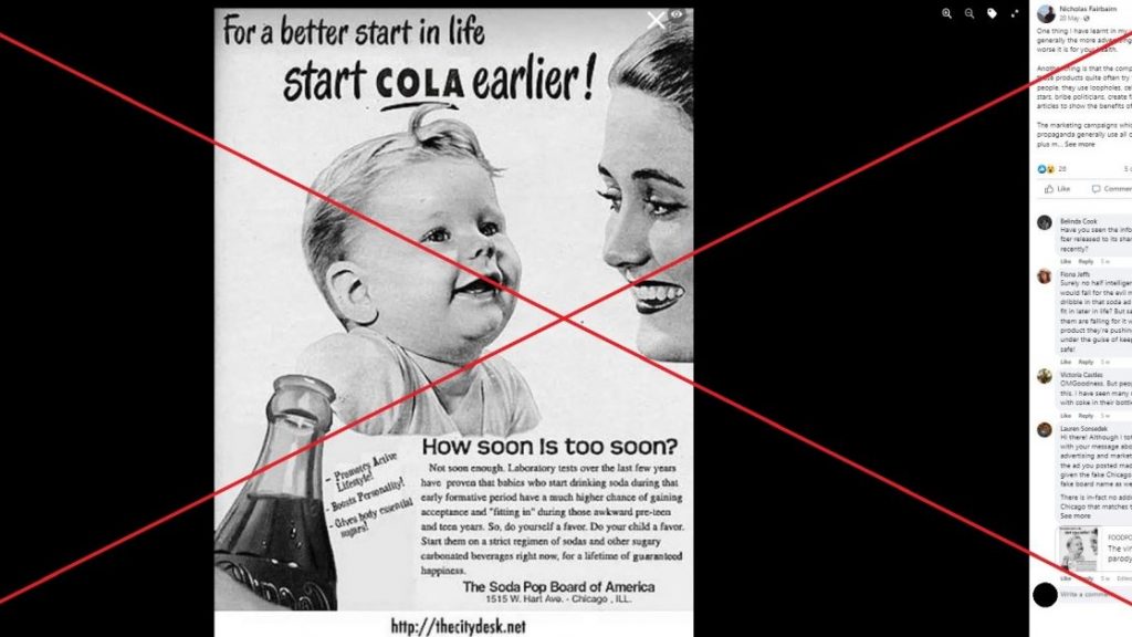网传50年代广告是假的   美没提倡从小喝可乐