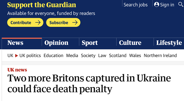 英媒：又有两名被俘英国人被控为乌而战，可能面临死刑