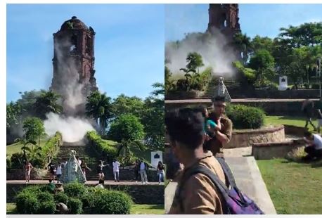 菲律宾7.1强震超晃　430年古钟楼一摇“大石狂掉”！游客惊恐逃命