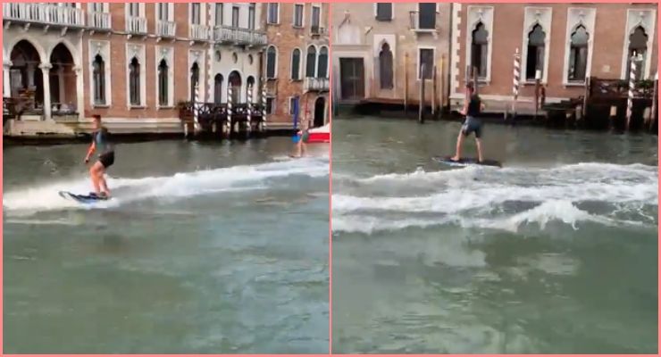 两游客威尼斯大运河滑水  市长怒斥“白痴”