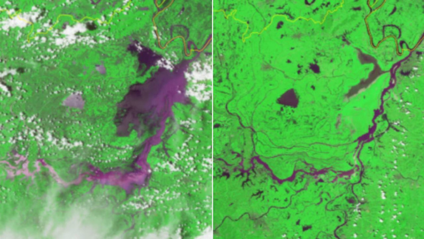 干旱严重 中国鄱阳湖洞庭湖近一个月半内“缩水”约66%