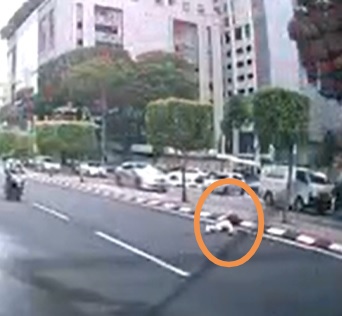 视频|过马路看错方向  华男被巴士撞倒不起