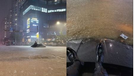 首尔暴雨“车顶西装男”受困爆红　 贴出第一视角画面：我还活着