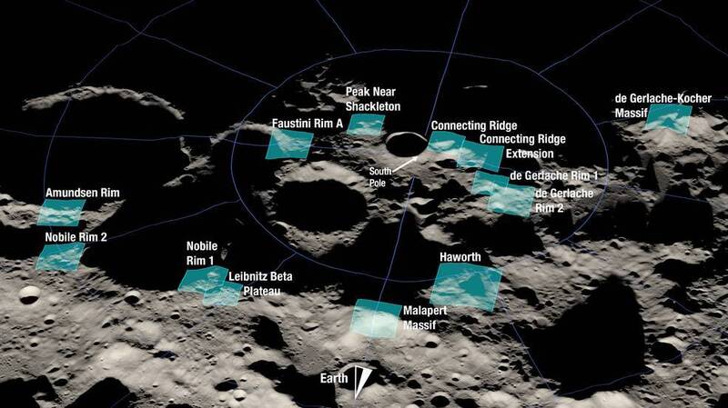 NASA登月计划著陆候选地点曝光！全都围绕在月球南Jí