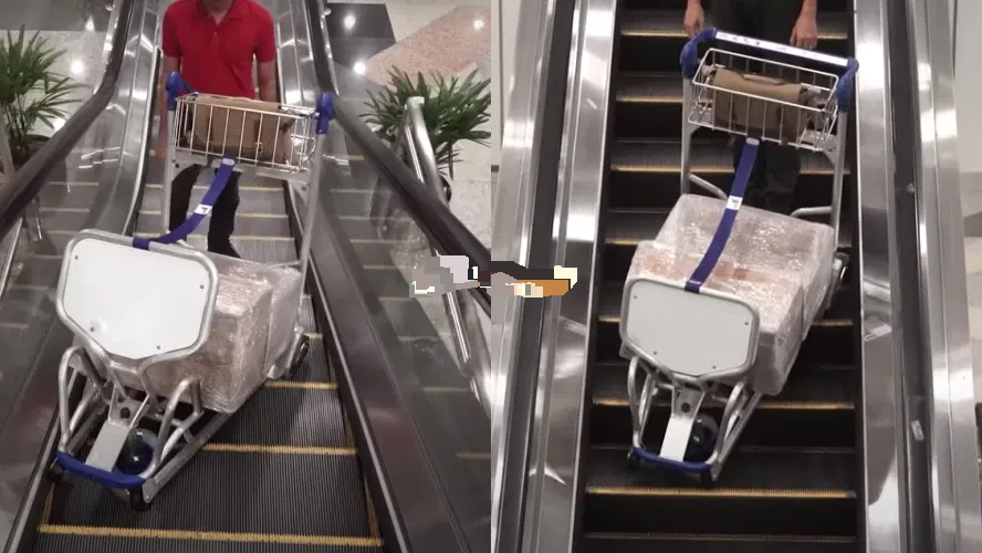 KLIA手推车经特别设计可上階梯式扶梯？机场公司：不允许！