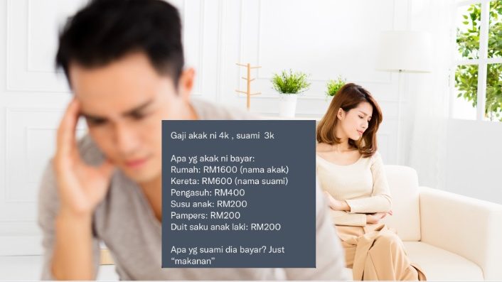 妻子薪水多RM1000得供房车    丈夫不付钱却要求房子加名