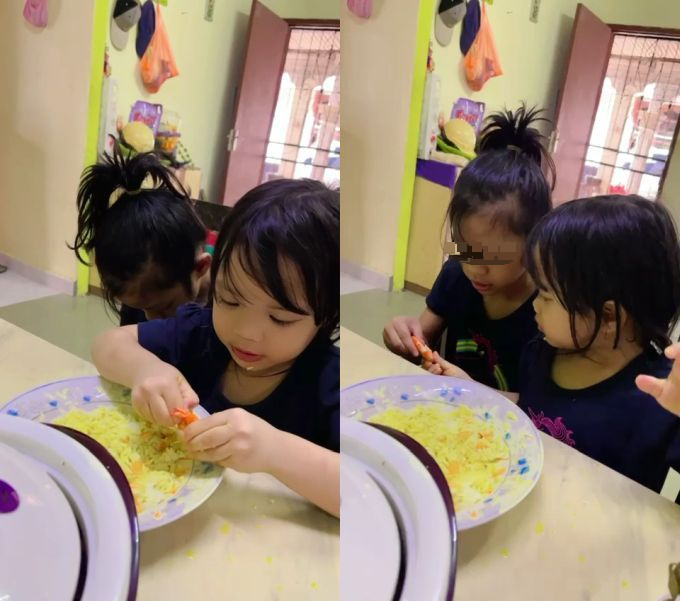 4岁妹贴心照顾6岁特殊姐 剥虾壳喂食清理屎尿牵手上学