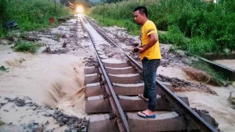 铁路遭洪水冲毁 保佛-丹南火车班次全取消