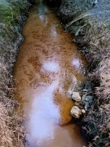 铁锈色河水散发柴油味  广西村河再爆废料污染