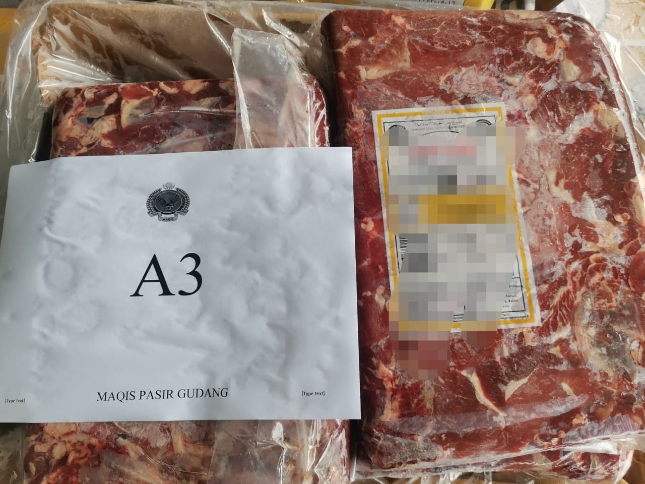 市值4万印度冷冻水牛肉，违法进口遭检疫局扣下