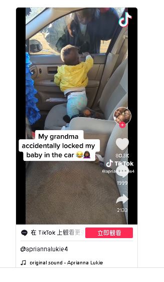 1岁女娃被粗心祖母锁在车内　她自行脱困！网赞太聪明