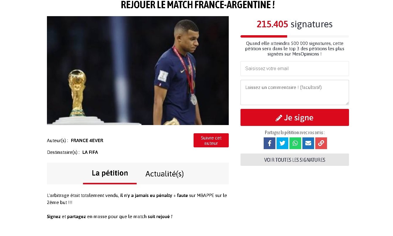 世界杯| 逾20万法国人要求决赛重赛  主裁反击姆巴佩进球也犯规