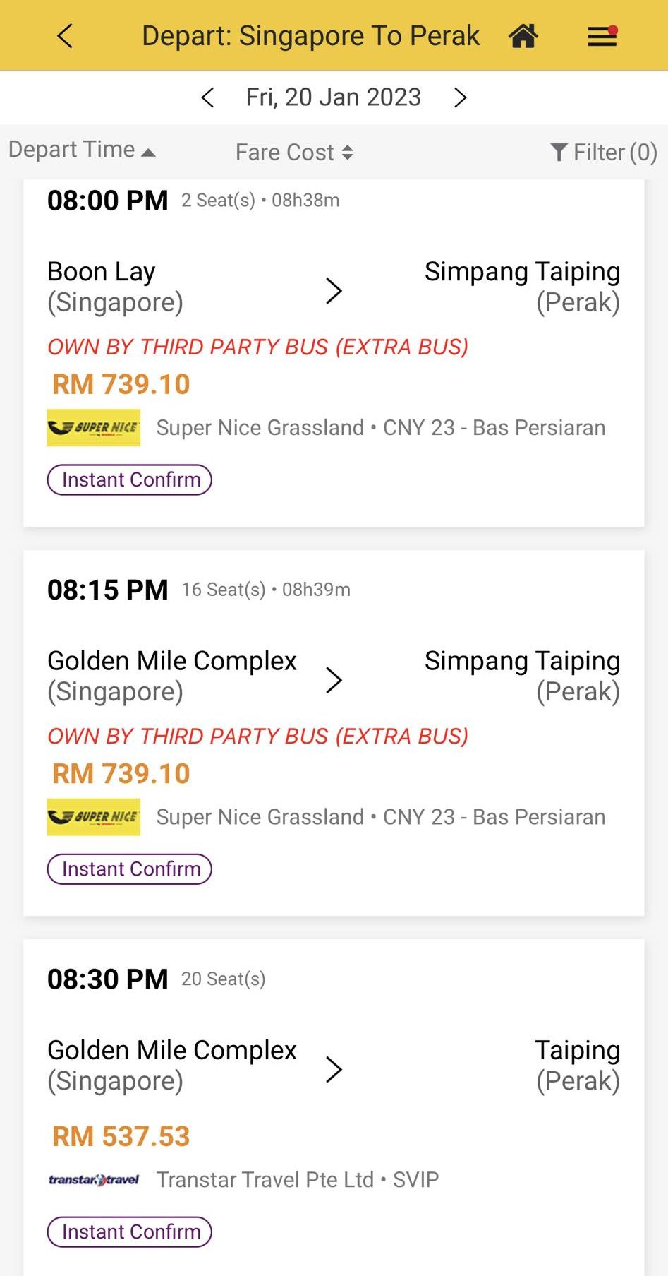 农历新年巴士票大涨价！新加坡回霹一趟近RM750