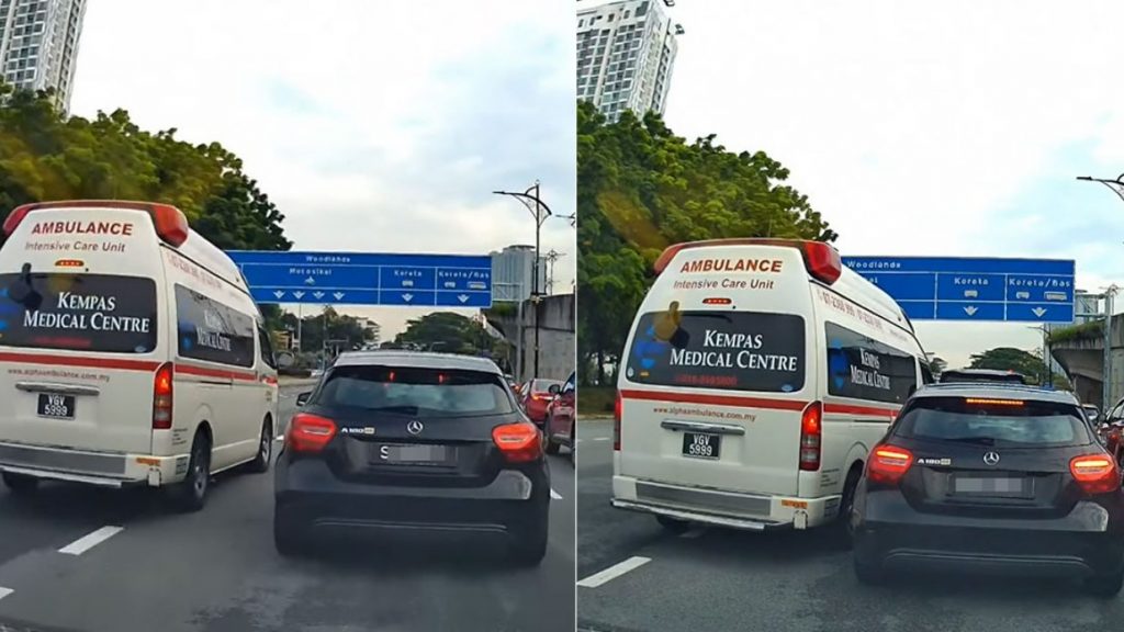在新山与救护车争道？新加坡注册车疑不让路遭网民炮轰