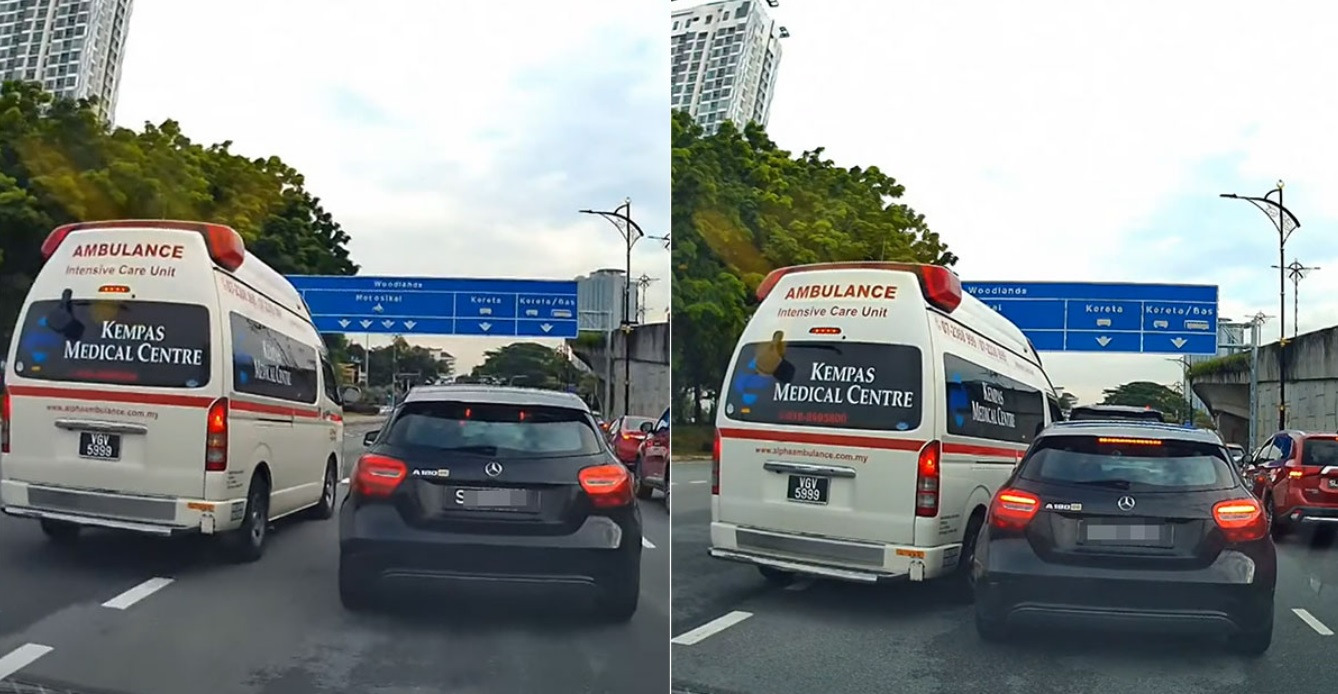 **已签发**柔：在新山与救护车争道？新加坡注册车疑不让路遭网民炮轰