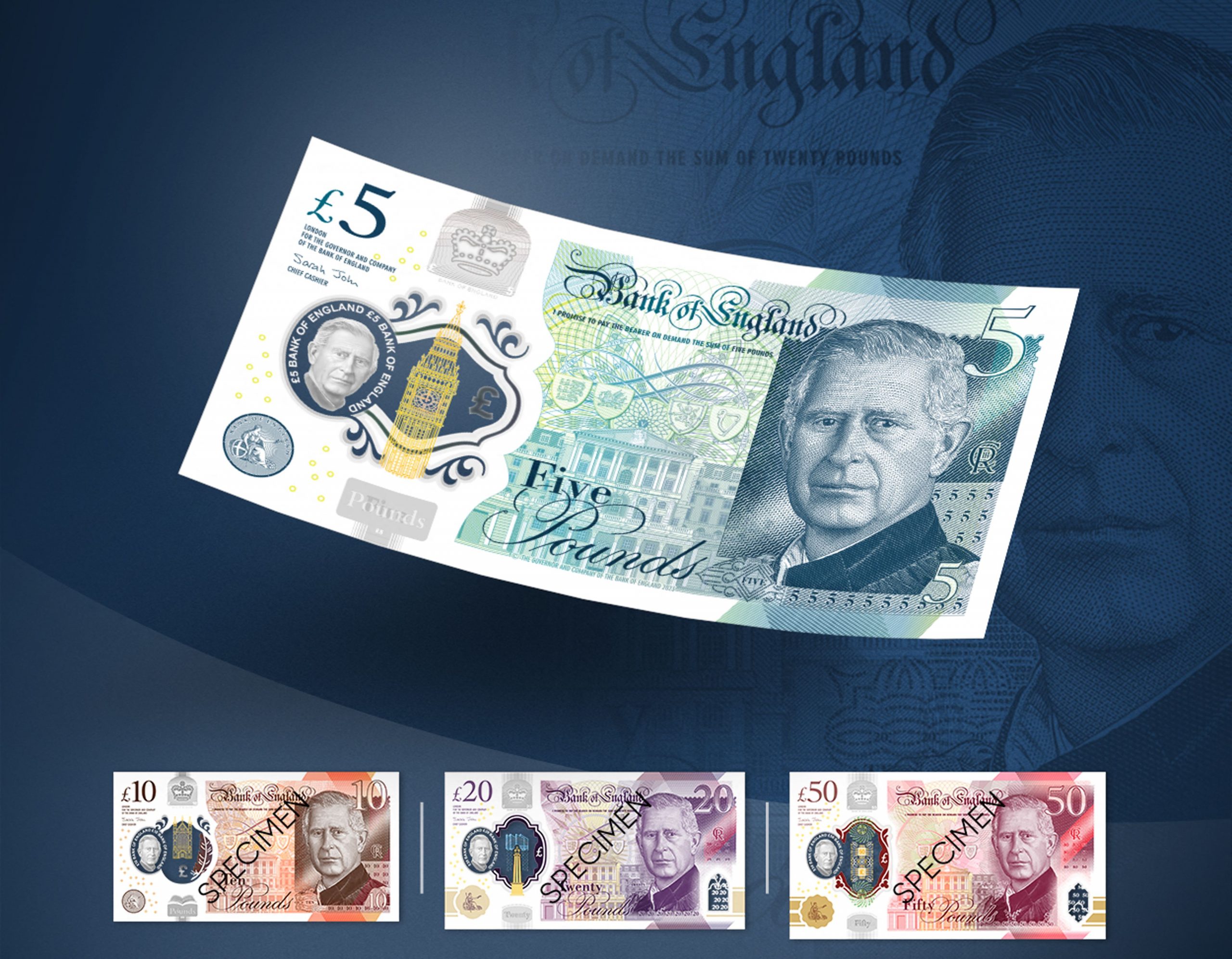 英格兰银行公布查尔斯三世头像新钞设计