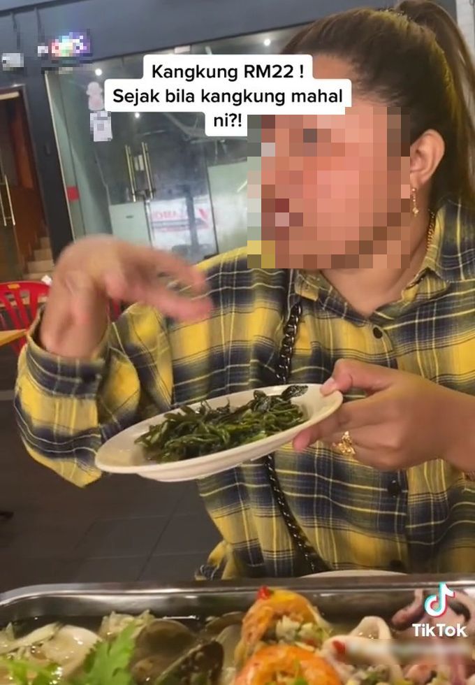 海鲜餐厅空心菜卖RM22·女顾客怒：这份量RM7才合理！