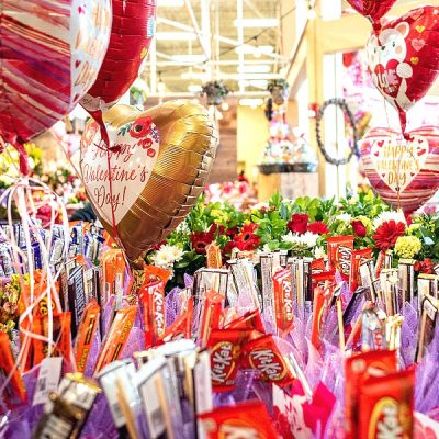 Valentine's Day gifts for sale at a grocery store in Austin, Texas. AFP