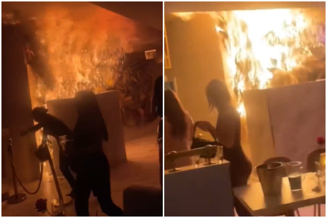 “火焰调酒”意外点燃墙面！英国餐厅陷火海