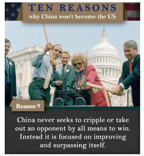 华春莹连发10图　称“中国无意击败美国，更不会成为另一个美国”