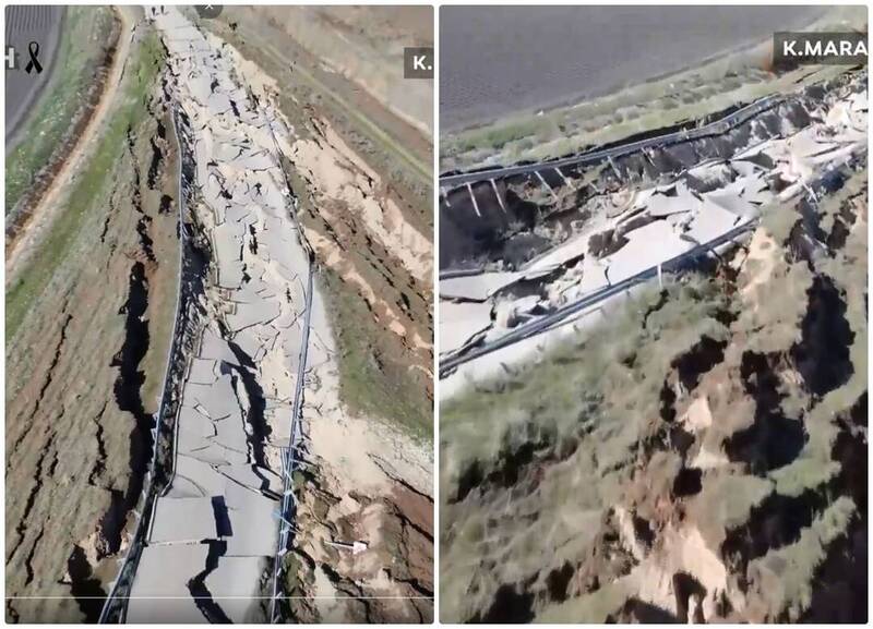 土耳其高速公路震毁崩塌出现“巨大裂缝” 30秒空拍画面曝光