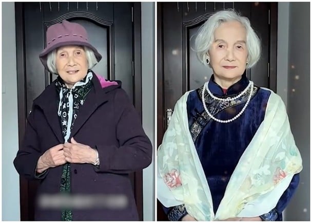 拼盘／84岁外婆首次穿旗袍拍照　外孙女惊艳