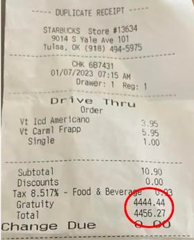 拼盘／美国男在星巴克买2杯咖啡 被误收4444.44美元小费