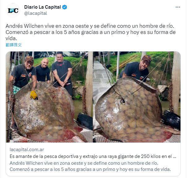 阿根廷渔夫捕获“250公斤巨大魔鬼鱼”羡煞钓客