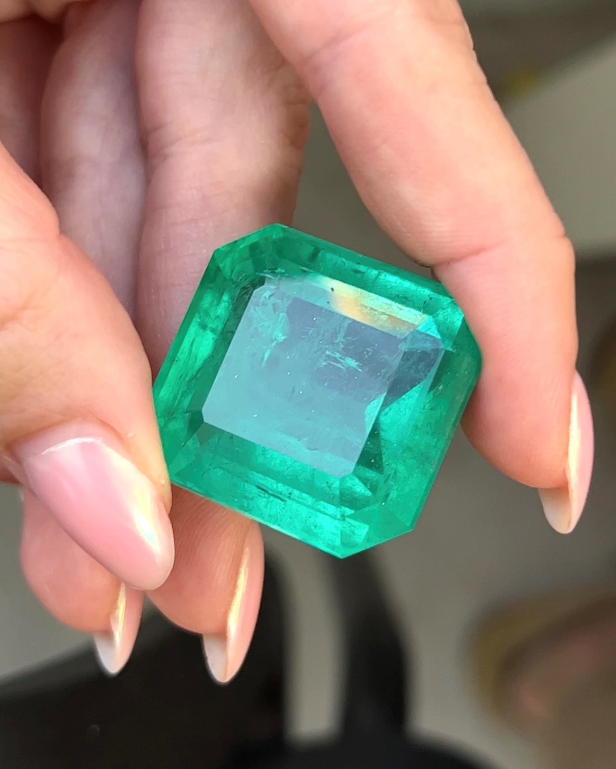 The amazing 92.14ct Colombian octagonal-shaped emerald