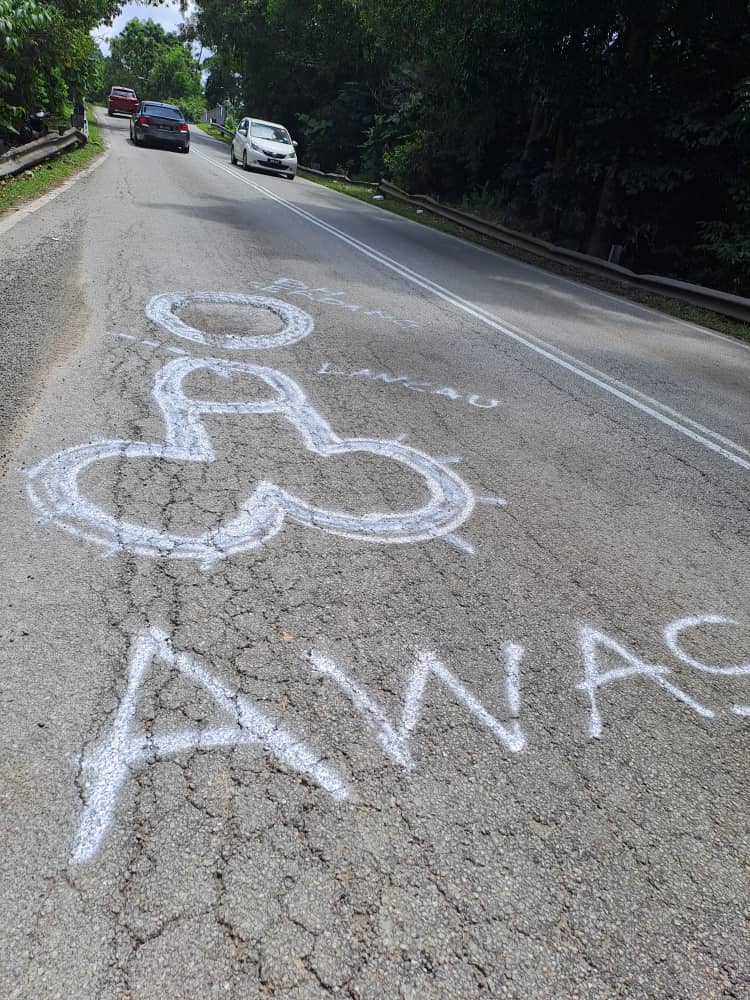  大都会／疑不满路洞无修补，道路涂鸦画生殖器宣泄／1图