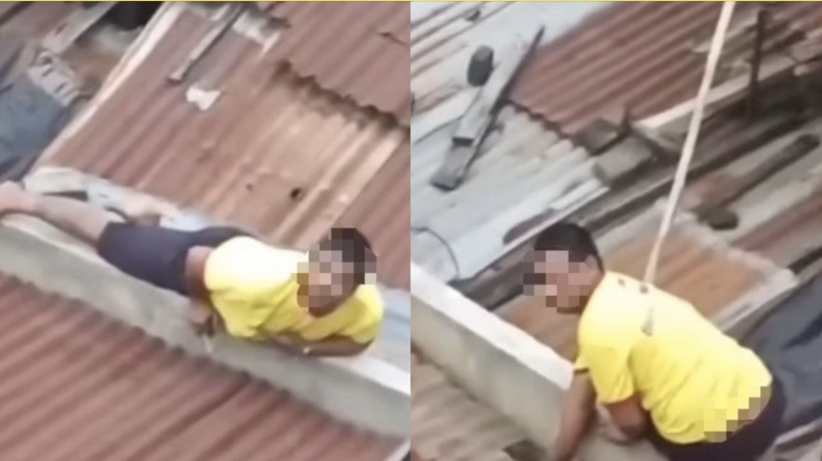 视频|男子爬屋顶偷看邻居洗澡  女子当场喝阻获网赞