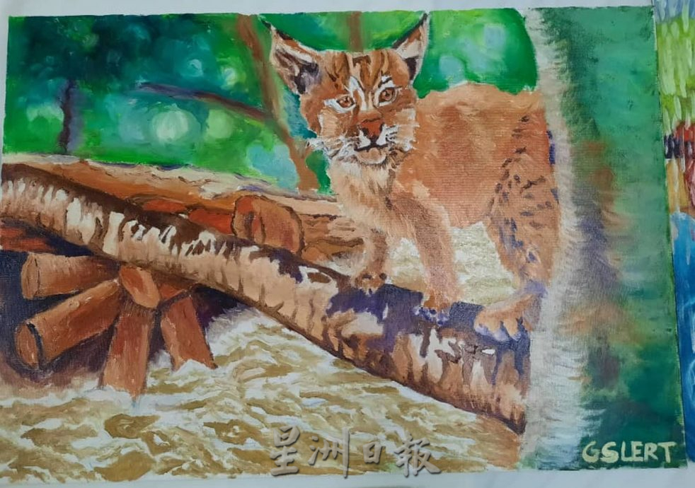 （古城第七版主文）自闭症青年画家吴尚乐作画，捐肯纳儿拍卖